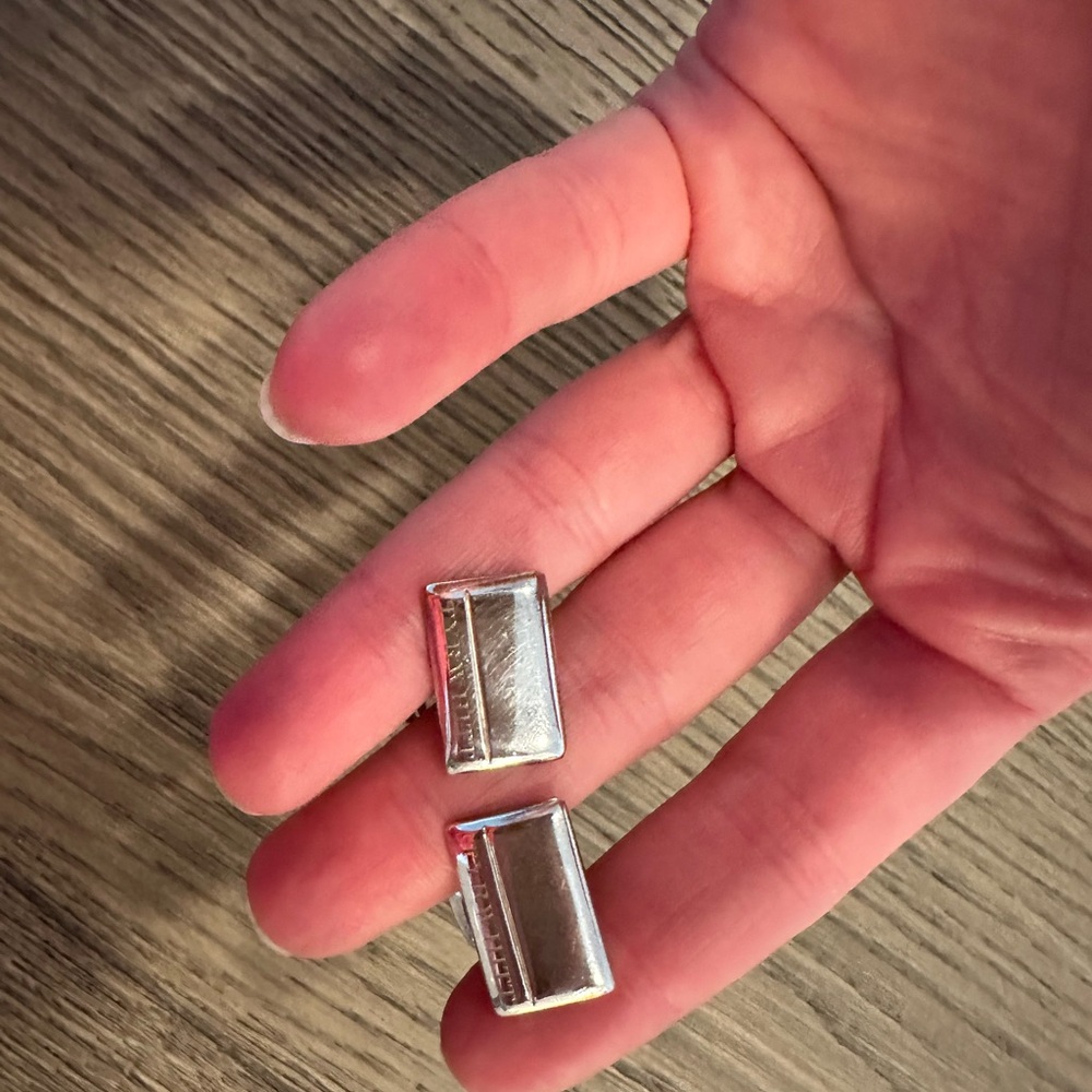 Silver Rectangle Cufflinks - image 2